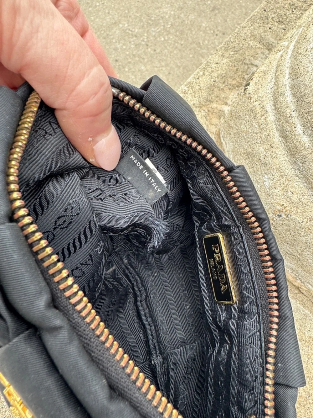 Prada Tessuto Nylon Bow Wristlet featuring a bow accent and gold tone hardware - Picture 5 of 16